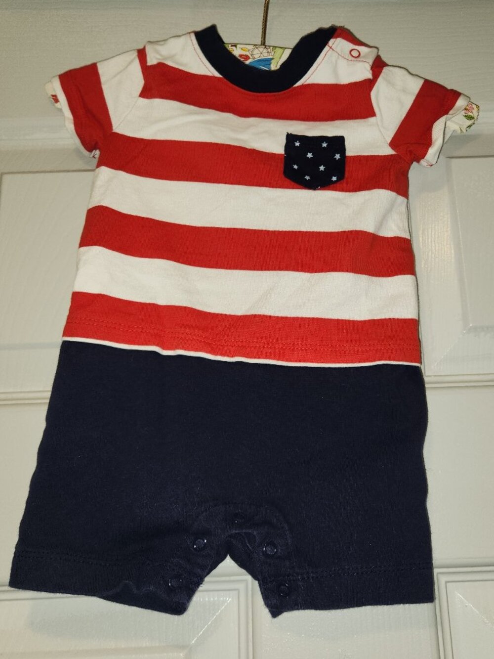 Gymboree Patriotic Romper 3-6 Months Red White Blue Baby Outfit